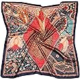 DRESHOW Large Square Satin Headscarves Hair Scarves Silk Accessories Classic Patterned Squares Beach Bandanas for Women