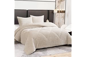 MANEMI -Edredon Borrego 180 x 240 cm - Edredón Nódico Invierno Cálido y Suave con Relleno de Micro Fibra Poliéster, Edredón Reversible Poliéster y Sherpa