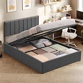 VASAGLE RMB614G02 Folding Bed Frame 140 x 200 cm Under Bed Hydraulic | Headboard, 2 Person, Hydraulic System, Modern and Mini