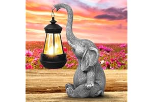 flintronic Elephant Ornaments with Solar Lanterns, 33.5cm-Solar Outdoor Garden Statues Lights, Waterproof Animal Figurines Solar Powered Crafted Art Decor, for Garden Yard Decor