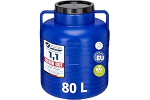 Garronda 80 Liter BPA-freies Fass und Futtertonne, Weithalsfass, Wassertank und Behälter mit Deckel für Sauerkraut sowie Surfass Pökelfass für Fleisch GD-0087, Blau