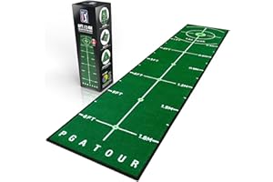 PGA Tour 8ft Deluxe Golf Putting Matte Indoor Golf Matte Mit Trainingsanleitung 6ft Putting-Bereich, Grün, Tragbare Tragetasche Inbegriffen Puttingmatte Golf Indoor