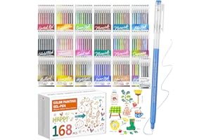 TrendGate - Set de 168 Stylos Gel, Pointe Fine 0,5 mm - 162 Couleurs (159 + 3 Blanc / 3 Argent / 3 Or) - Feutres Gel pour Coloriage Adulte pour Dessin, Écriture, Journaling - Pour Adultes et Enfants