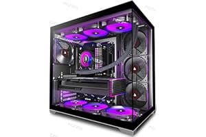 PCZZOI PC CASE ATX 4 Fans Pre-Installed, Type-C Mid Tower Computer Case with Full-View Dual Tempered Glass, Gaming PC Case,Black,K4
