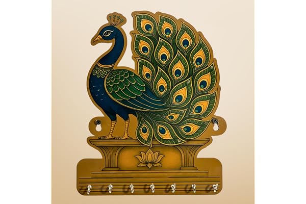 Maefele Royal Peacock Key Holder Lightweight Decorative Wall Art for Home Stylish Key Organizer for Bedroom, Living Room, Guest Room & Dining Area