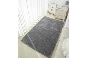‎WARMFAY Warmfay Badezimmerteppich rutschfest 80x120CM, Weich Flauschig und Hochflor Badvorleger, Maschinenwaschbare Badematte, Absorbierende Badteppich für Badewanne, Dusche, Schlafzimmer, Badteppich Grau
