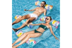 Elidepe Luftmatratze Pool, XL Pool Spielzeug Luftmatratze Wasser, 2 Stück Pool Zubehör Spaß Erwachsene, 4 in 1 Wasserspielzeug Wasserhängematte, Pool Luftmatratze als Sessel Matratzen Schwimmatte