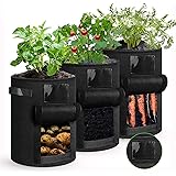 shengda wei 3 Stück Kartoffel Pflanzsack, 7 Gallonen Pflanzen Tasche mit Griffen, Blumen Pflanzbeutel, Große Gemüse Pflanzgef