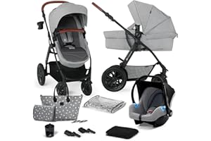 KINDERKRAFT Poussette 3en1 XMoov, Trio, Enfant, Siège Auto, Accessoires, Gris clair