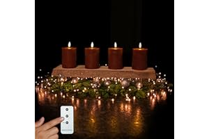 ‎INSPINOVIA INSPINOVIA LED Echtwachs Kerzen 4er Set mit Fernbedienung & Timer | Weihnachtskerzen | Ideal für Adventskränze | Weihnachtsdeko | Adventskerzen (Rot, 4er Set | 10 cm)