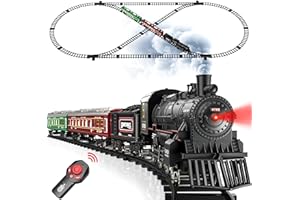 Hot Bee Train Electrique Enfant, Petit Train de Noël Électrique pour Sapin avec Télécommande – avec Effet Vapeur et Son, Idéal pour Enfants et Décoration de Sapin