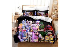 DDONVG Five Nights at Freddy's Juegos de ropa de cama con funda de almohada, ropa de cama infantil de microfibra, diseño de dibujos animados, funda nórdica decorativa (1,200 x 200)