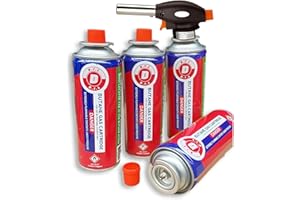 D.I.L Blow Torch Butane Gas Kit Auto Ignition Flamethrower Kitchen Cooking Catering Creme Brulee Culinary Tart Tool BBQ Weed Burner (Blow Torch + 4 Gas Refills)