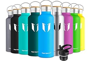 Super Sparrow Stainless Steel Water Bottle - 350ml/500ml/620ml/750ml/1L- Insulated Metal Water Bottle - Standard Mouth Flask - BPA Free - Straw Water Bottle for Work, Gym, Sports