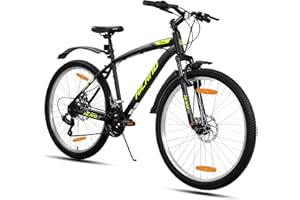 ‎HH HILAND Hiland Mountainbike 26/27,5 Zoll, 18 Gang Herren und Damen MTB mit Doppelte Scheibenbremsen, 26 Zoll Mountainbike für Erwachsene mit Federgabel, MTB für Männer und Frauen, Orange/Gelb