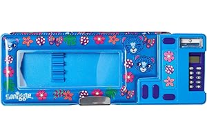 Smiggle Budz Kids Pop Out School Pencil Case for Girls & Boys with Calculator and Sharpener | Leopard Print