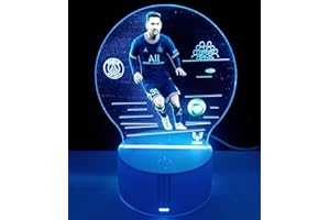 famvacor Lámpara decorativa de mesa luz nocturna táctil Messi 7 colores lámpara mesita de noche (Messi)