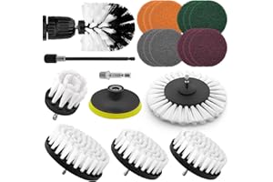Gemtte Juego de 20 cabezales de cepillo para taladro, atornillador inalámbrico con cepillos de perforación de 2''/3.5''/4''/5'', cepillo de limpieza para llantas, kit de limpieza para baño, azulejos