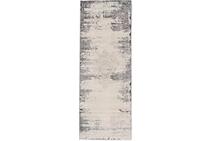 RugVista Alaska, Alfombra Moderna, Pelo Corto, 80 x 200 cm, Rectangular, Calidad cert. Oeko-Tex Standard 100, Polipropileno, Pasillo, Dormitorio, Cocina, Salón, Despacho, Gris Claro/Crema