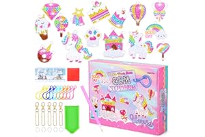 Damcyer 15 Pièces Diamond Painting Enfant,Kit Diamond Painting Porte Clé,5D DIY Diamant Plein Peinture Porte-clés,Licorne Diamond Painting Keychain Pour Enfant et Adultes Débutants Bricolage
