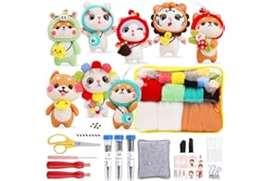 Benlay Set di feltro per principianti, in lana per infeltrimento per principianti, kit per principianti include 8 pezzi di istruzioni per animali, cuscinetti per infeltrimento dell'ago e accessori