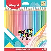 Maped Color'Peps Pastel &ndash; Case of 24 FSC Wood Coloured Pencils, Soft and Vibrant Tones, Ergonomic Triangular Design for Extra