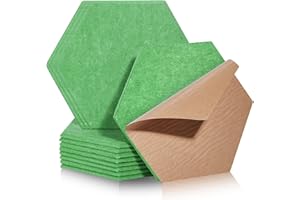 PAAUZOENG Insonorizacion Acustica Pared hexagonales autoadhesivos 12 piezas I Aislamiento acústico de alta densidad para paredes techos madera y puertas - Placas Aislamiento Acustico, 30x26x0,9cm，verde