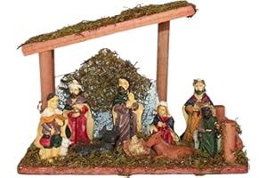 BEST&FREE Belen Navidad Completo con 9 Figuras Belen Navidad 20x15cm. Incuido Portal De Belen o Pesebre para Belenes De Navidad. Completa Tu Portal De Belen con Las Figuritas De Belén.