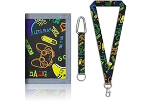 Fizdoqg Motiv Geldbeutel Kinder Portemonnaie Kinder Jungen, Portmonee Geldbörse Brustbeutel für Geburtstagsgeschenk, Schulanfang (Schwarz)