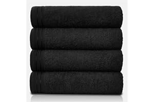 GC GAVENO CAVAILIA Large Towels Bath Sheet - Highly Absorbent Egyptian Cotton Towel Set - 4 Pack Extra Soft Large Bath Towel Black - Quick Dry Bath Sheets - 450 GSM Washable Towels, 75 X 135 Cm
