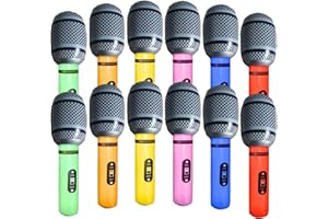 SYYLQYR 12 PCS Inflatable Microphones for Parties, Blow Up Microphones for Parties Kids Stage Performance, Play Microphone Toys Musical Instrument Party Supplies Gifts (6 Colors)