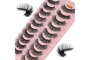 ULIYA Pestaña postizas rusas, 10 pares reutilizables de pestañas naturales 7D, pestañas de visón sintético gruesas, suaves y largas