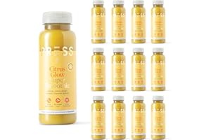 PRSS 100% COLD PRESSED PRESS Healthfoods, 12 x 250ml Citrus Glow Super Smoothie, Cold Pressed Immune Boosting Smoothie Containing Turmeric and Cayenne, Vegan Friendly
