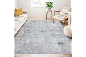 Guchuang Bedding Washable Rugs Living Room Area Rugs Grey Modern Abstract Rugs Large Non Slip Carpet Short Pile Rugs for Bedroom Dining Room Kitchen Soft Faux Wool Rugs 120x170cm
