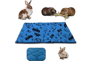 NEO SOLVO Tapis Litière Polaire pour Cochon d'Inde et Lapin - 50 x 60 cm Bleu Design - Absorbant et Imperméable - Facile à Nettoyer - Pliable - Cage et Enclos