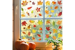 YIHELU Ringraziamento Adesivi Finestre Vetrofanie per Finestre Foglie Autunno Adesivi Finestre Tema Autunno Decorazioni Halloween Ringraziamento Feste Autunno Stagionale Decorazione