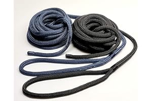ROTA MARINE Dockline Corde d'amarrage en polyester double tresse pour bateau Prêt à l'emploi Bleu marine 16 mm 15 m