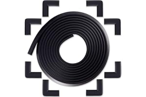 ‎BÉBÉ EARTH Kinderschutz für Möbel von Bébé Earth | Baby- und Kindersicherheit-Set mit 6m Kantenschutz und 8 Stück Eckenschutz aus Schaumstoff | für Tisch, Kommode u.v.m | Türstopper gratis dazu | Schwarz