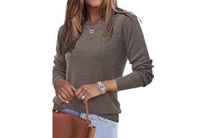 Arach&Cloz Pullover Damen Wolle Blend Kurzarm Langarm Elegant Frühjahr Winter Strickpullover Rundhals Pulli Bluse Tops