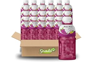 SERENDIB Mogu Mogu Nata De Coco Drink Jelly Texture Fun Refreshment 320ml (Pack of 24, Grapes Flavoured)