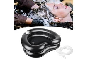 EYSBIY Lavabo Shampoo Gonfiabile, Pompa d'Aria Incorporata Aggiornata Lavatesta Gonfiabile per Capelli Portatile Lavandino per Capelli con Cuscino, Tubo per Anziani, Disabili, Incinte (Nero)