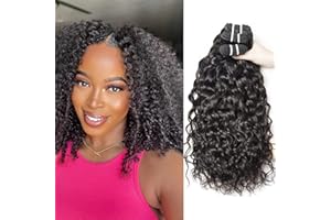 RICHAIR Paquetes de onda rizada cabello humano 10 10 10 pulgadas Human Hair Bundles cabello humano rizado brasileño 3 paquetes 80 g/paquete (Total 240 g) Color Natural