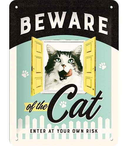 Nostalgic-Art Retro 'Welcome Guests' Cat Metal Hanging Sign - 3.9x7.9 Inch Vintage Door Decor, Made In Germany - View #12