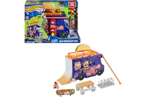Hot Wheels Skate - Skatepark portatile, Valigetta Taco Truck con 1 Mini Skate esclusivo e 1 paio di scarpine rimovibili inclusi, playset portatile e spazioso, giocattolo per bambini, 5+ anni, HMK00