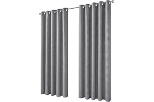 Olivia Rocco Paris Curtains Eyelet Jacquard Curtain Pair Geometric Pattern Light Blocking Noice Reducing Thermal Insulated for Bedroom Living Room, Grey 66x72