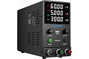 Labornetzteil, Jesverty Labornetzteil DC Regelbar Netzgerät(60V, 5A) mit hochpräzisem 4-stelligem LED-Display, 5 V/2 A USB-Port-Testleitungsausgang, grobe und feine Einstellungen SPS-6005H