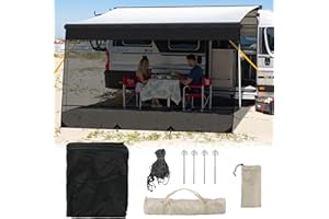 Opaltool Pare-Soleil pour Camping-Car, 3.4 * 2.1m Protection Solaire pour Camping-Car, Brise-Vue Universel Bloqueur UV Kit Complet pour Auvent de Camping-Car de Remorque de Voyage