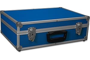 GORANDO® Transport Case with Aluminium Frame for Tools, Camera, Measuring Devices, Foam Lining, 10 kg Load Capacity, 440 x 300 x 130 mm, blue, Professional
