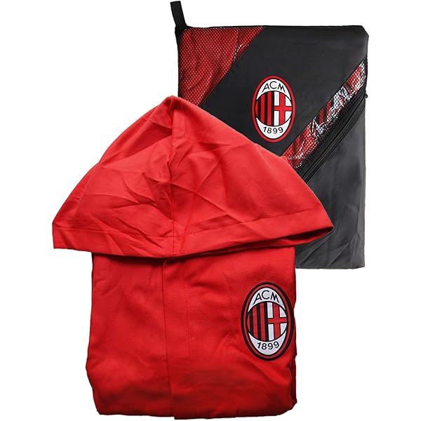 Accappatoio Ufficiale Milan Uomo - Microfibra Con Cappuccio E Sacca, Taglie S-XXL - Foto 7