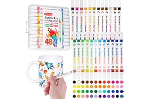 QESSUVNC 24er Porzellanstifte Spülmaschinenfest 48 Farben - Porzellanstifte Spülmaschinenfest Filzstifte Zum Bemalen Von Tassen Töpferwaren Keramik Stein Holz Metall